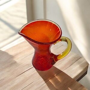Vintage Amberina Glass Art Pitcher